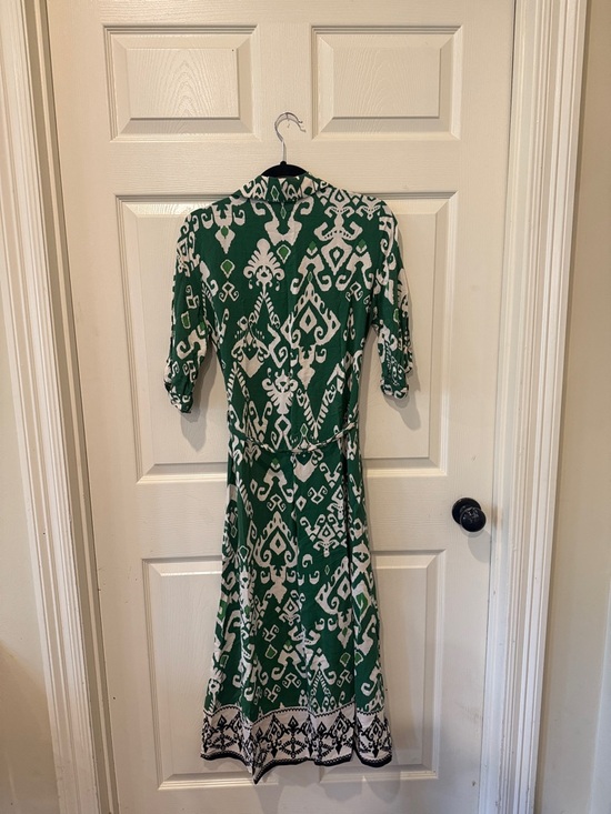 Zara green printed maxi dress, small - Picture 8 of 9